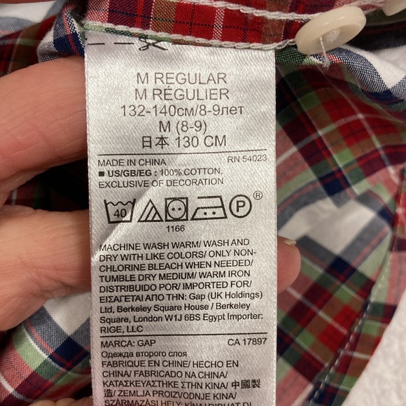 Gap red plaid button down dress shirt medium 8 - Picture 6 of 6